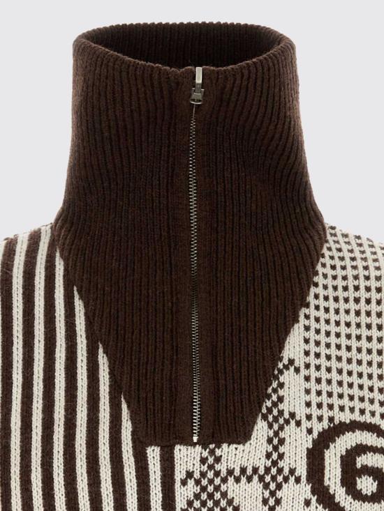 26FW MM6 메종마르지엘라 집업 니트 SH2GL0015M13354 001J Brown - MM6 MAISON MARGIELA