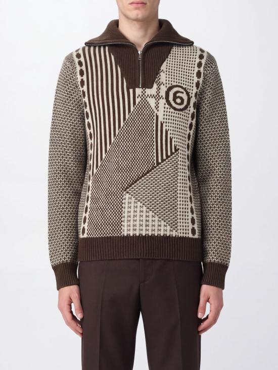 26FW MM6 메종마르지엘라 집업 니트 SH2GL0015M13354 001J Brown
