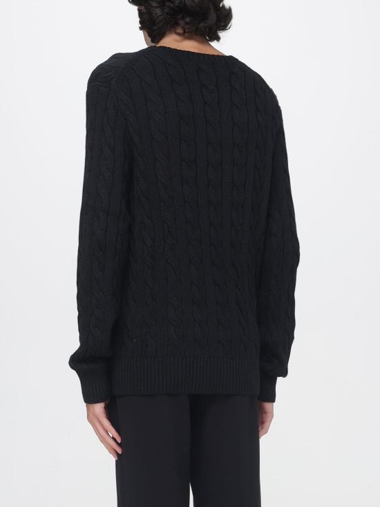 26FW 폴로 랄프로렌 로고 자수 케이블 니트 스웨터 710775885 012 Black - POLO RALPH LAUREN
