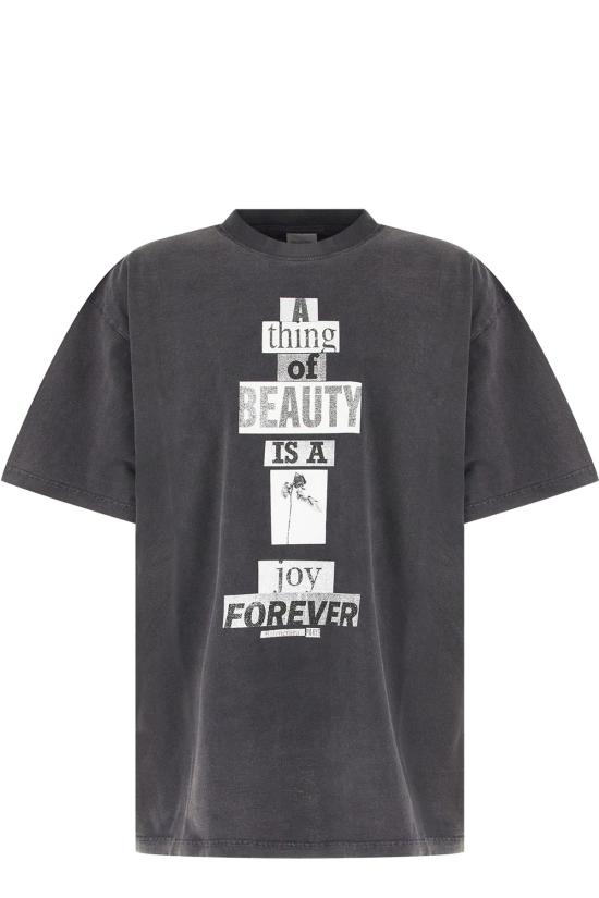 26FW 발렌시아가 반팔 티셔츠 850345TVVK2 1041 FADED WASHED BLACK