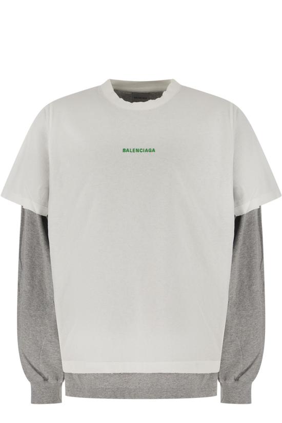 26FW 발렌시아가 반팔 티셔츠 871497TTVJ1 9163 WHITE APPLE GREEN
