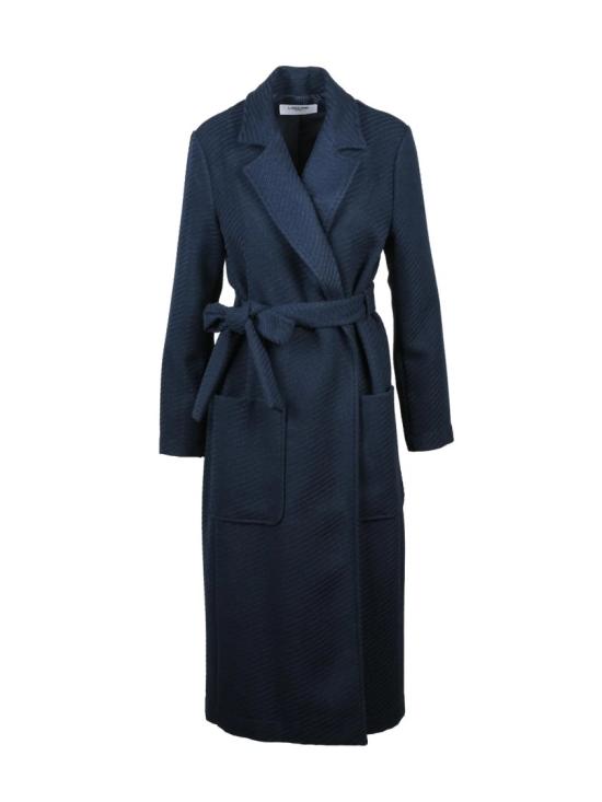 25FW Lakore 코트 미드나잇 블루 벨티드 울 블렌드 롱