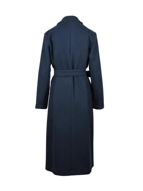 25FW Lakore 코트 미드나잇 블루 벨티드 울 블렌드 롱 - OTHER BRANDS