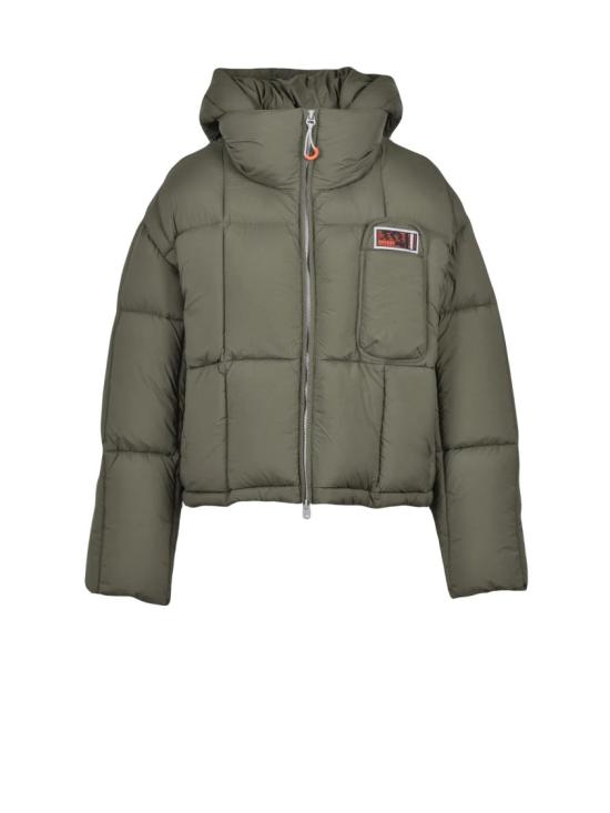 25FW 데커 자켓 녹색 후드 퀼팅 폴리아미드 다운 재킷