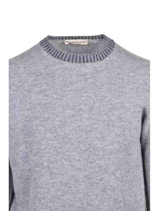 25FW Cashmere Company P. 니트웨어 프리미엄 울 소재에 골지 트리밍이 있는 크루넥 풀오버 - CASHMERE COMPANY