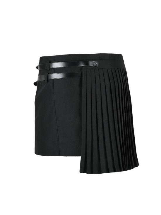 25FW 코페르니 스커트 블랙 버클 가죽 디테일 미니 - COPERNI