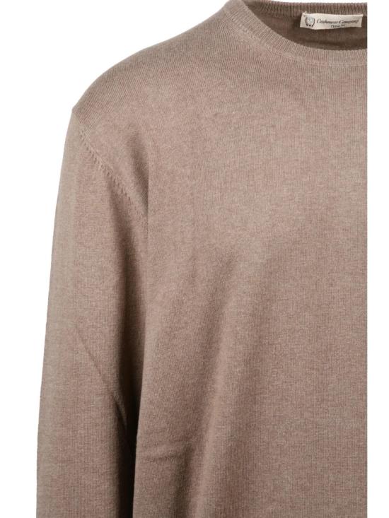 25FW Cashmere Company P. 니트웨어 뉴트럴 베이지 색상의 캐시미어 혼방 크루넥 스웨터 - CASHMERE COMPANY