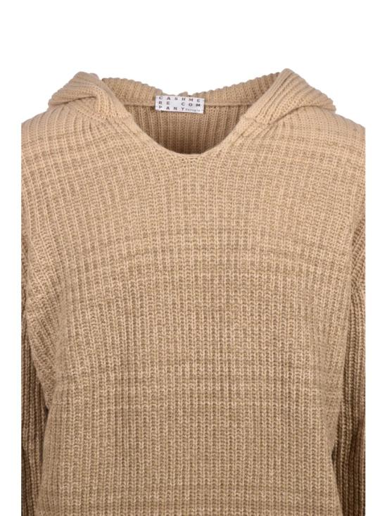 25FW Cashmere Company P. 탑 자연스러운 색상의 골지 질감 후드 스웨터 - CASHMERE COMPANY