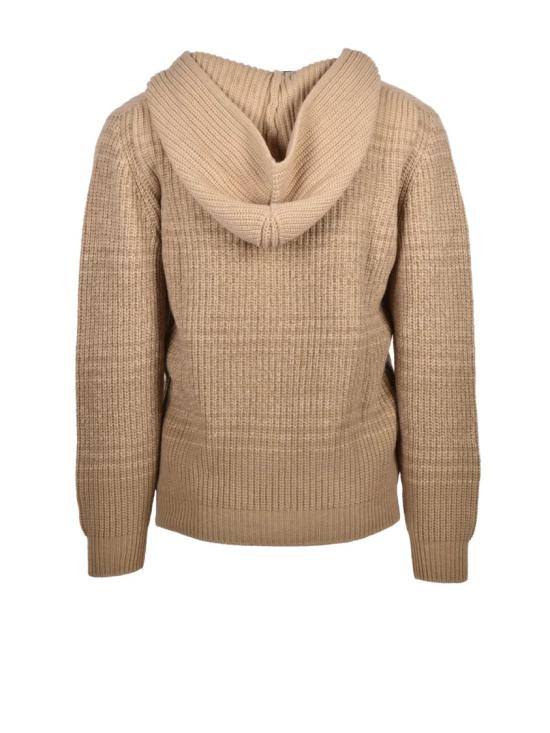 25FW Cashmere Company P. 탑 자연스러운 색상의 골지 질감 후드 스웨터 - CASHMERE COMPANY