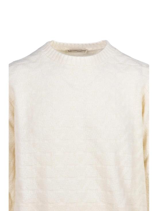 25FW Cashmere Company P. 니트웨어 은은한 톤온톤 자수가 놓인 크루넥 스웨터 - CASHMERE COMPANY