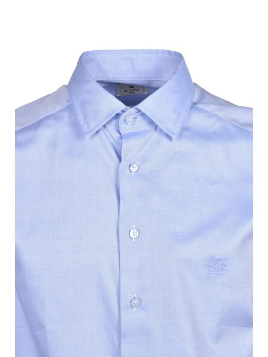 25FW 에트로 셔츠 연한 파란색 로고 자수 면 - ETRO