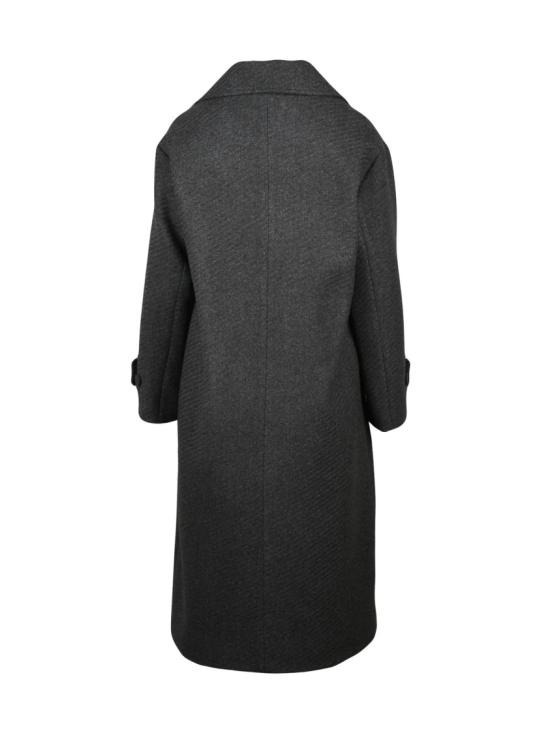 25FW Lakore 코트 다크 그레이 더블 브레스트 울 혼방 롱 - OTHER BRANDS