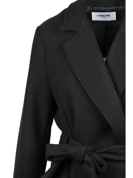 25FW Lakore 코트 블랙 벨트 울 혼방 롱 - OTHER BRANDS