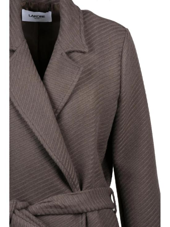25FW Lakore 코트 터쿼이즈 색상 벨트 장식 울 혼방 롱 - OTHER BRANDS