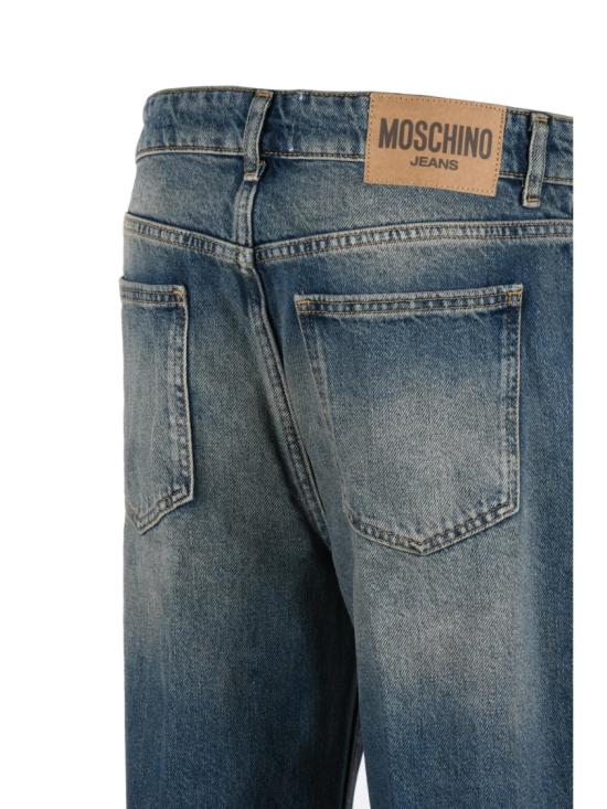 25FW 모스키노 데님 스트레이트핏  진, 미드라이즈 허리, 정통 워싱 - MOSCHINO