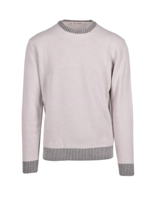 25FW Cashmere Company P. 니트웨어 클래식 크루넥 풀오버, 대비되는 골지 디테일