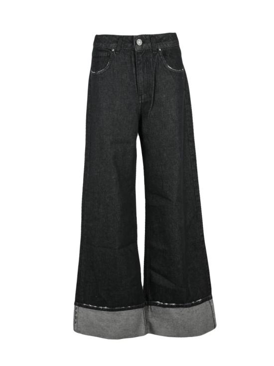 25FW God Save Denim 데님 블랙 하이웨이스트 커프스 와이드 레그 진