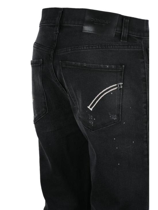 25FW 돈답 데님 밀라 캐럿 핏 블랙 디스트레스드 진 (독특한 디자인 요소 포함) - DONDUP