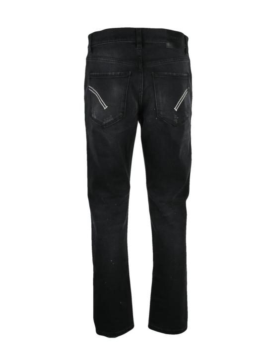 25FW 돈답 데님 밀라 캐럿 핏 블랙 디스트레스드 진 (독특한 디자인 요소 포함) - DONDUP