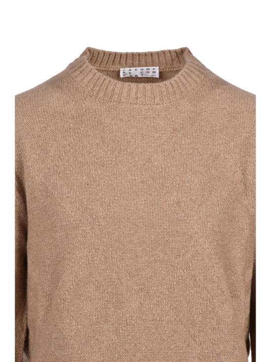 25FW Cashmere Company P. 니트웨어 톤온톤 자수 장식이 있는 크루넥 캐시미어-실크 혼방 스웨터 - CASHMERE COMPANY
