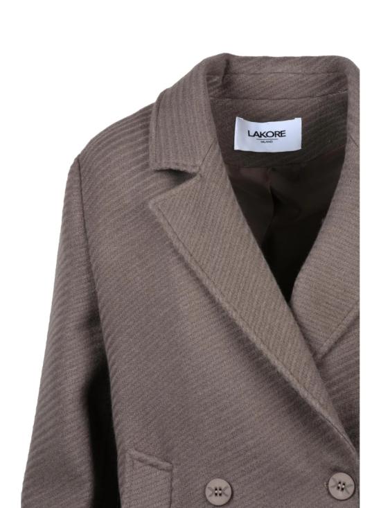25FW Lakore 코트 터쿼이즈 색상 더블 브레스트 울 블렌드 숏 - OTHER BRANDS