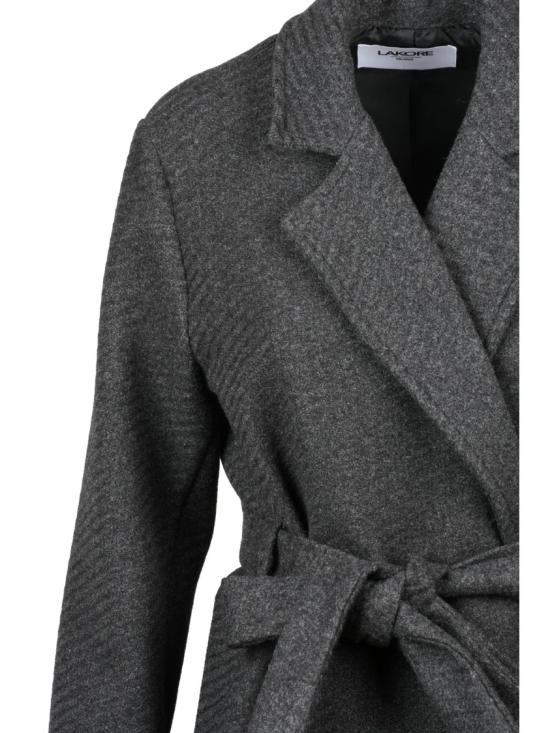 25FW Lakore 코트 짙은 회색 벨트 장식 울 혼방 롱 - OTHER BRANDS