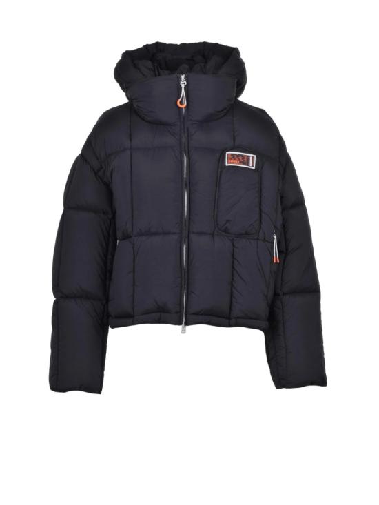 25FW 데커 자켓 블랙 후드 퀼팅 폴리아미드 다운 재킷