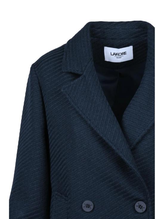 25FW Lakore 코트 네이비 블루 더블 브레스트 울 블렌드 숏 - OTHER BRANDS