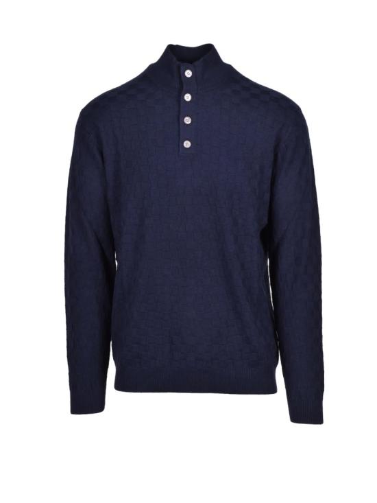 25FW Cashmere Company P. 니트웨어 질감 있는 패턴과 버튼 여밈이 있는 모크넥 스웨터