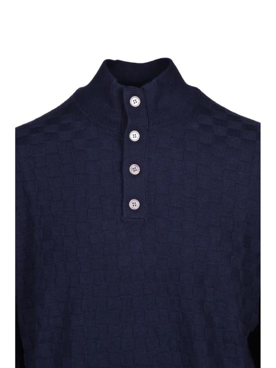 25FW Cashmere Company P. 니트웨어 질감 있는 패턴과 버튼 여밈이 있는 모크넥 스웨터 - CASHMERE COMPANY