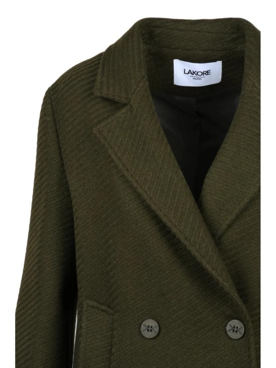 25FW Lakore 코트 녹색 더블 브레스트 울 혼방 숏 - OTHER BRANDS