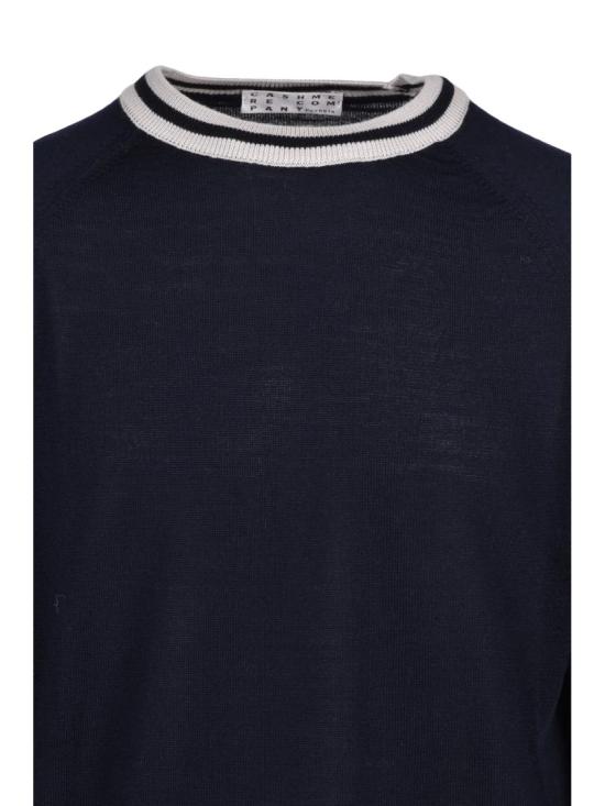 25FW Cashmere Company P. 니트웨어 다크 블루 색상의 래글런 소매 크루넥 스웨터 - CASHMERE COMPANY