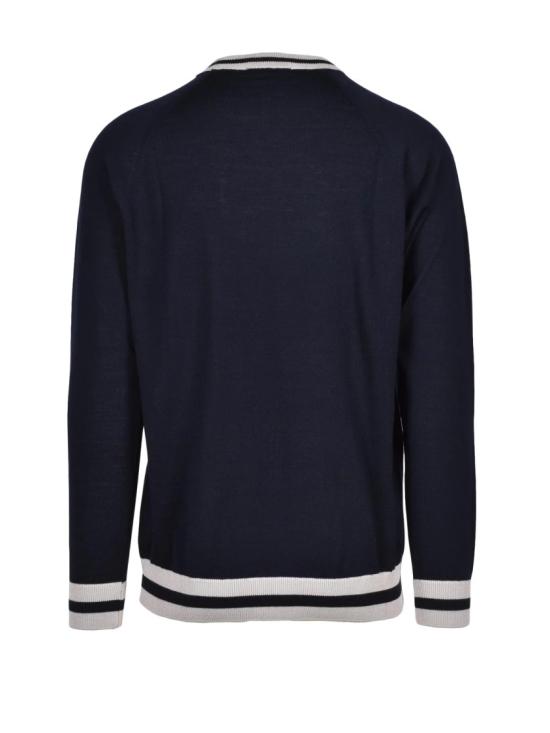 25FW Cashmere Company P. 니트웨어 다크 블루 색상의 래글런 소매 크루넥 스웨터 - CASHMERE COMPANY