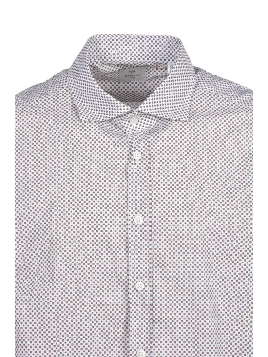 25FW 마리아노 나폴리 셔츠 흰색/갈색 도트 무늬 면 - MARIANO NAPOLI