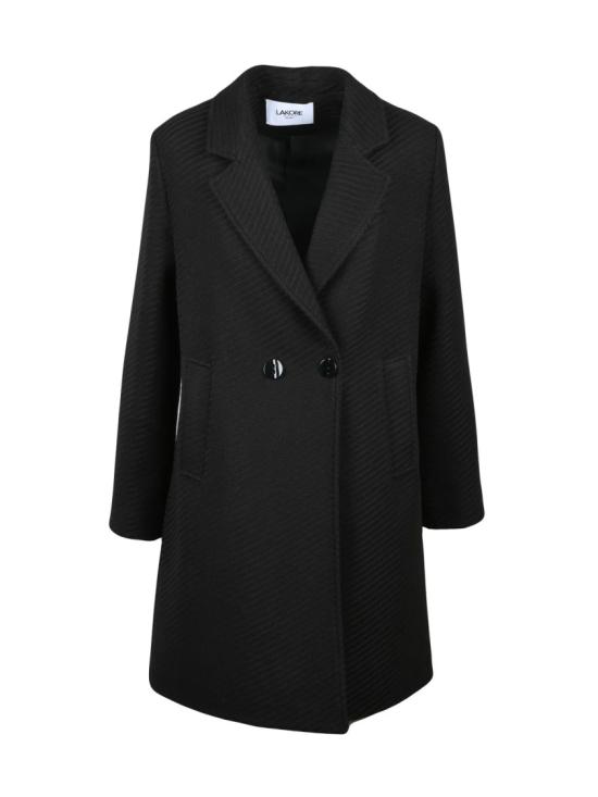 25FW Lakore 코트 블랙 더블 브레스트 울 블렌드