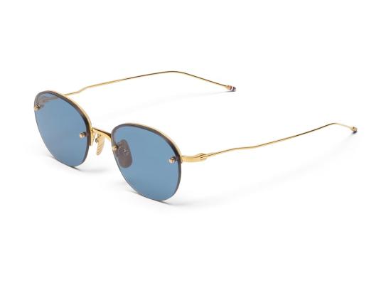 26SS 톰브라운 선글라스 UES959A 골드 메탈 프레임 원형 블루 렌즈 - THOM BROWNE
