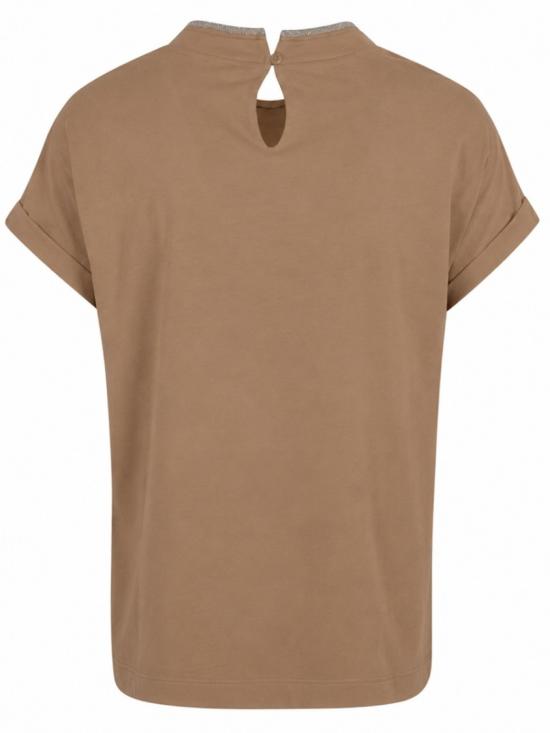  브루넬로 쿠치넬리 콘트라스트 트림 코튼 티셔츠 M0T18BD200 C8705 Neutrals - BRUNELLO CUCINELLI