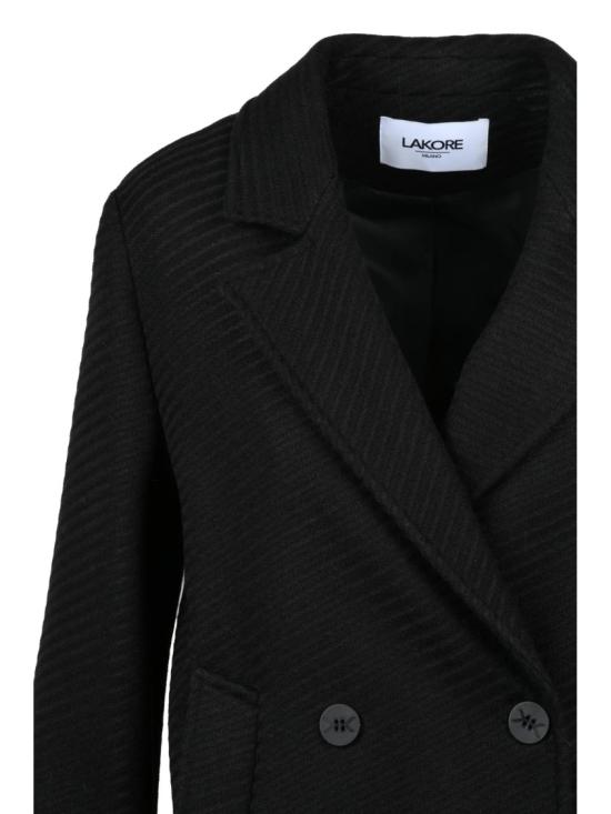 25FW Lakore 코트 블랙 더블 브레스트 울 블렌드 숏 - OTHER BRANDS