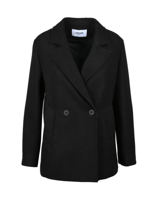 25FW Lakore 코트 블랙 더블 브레스트 울 블렌드 숏