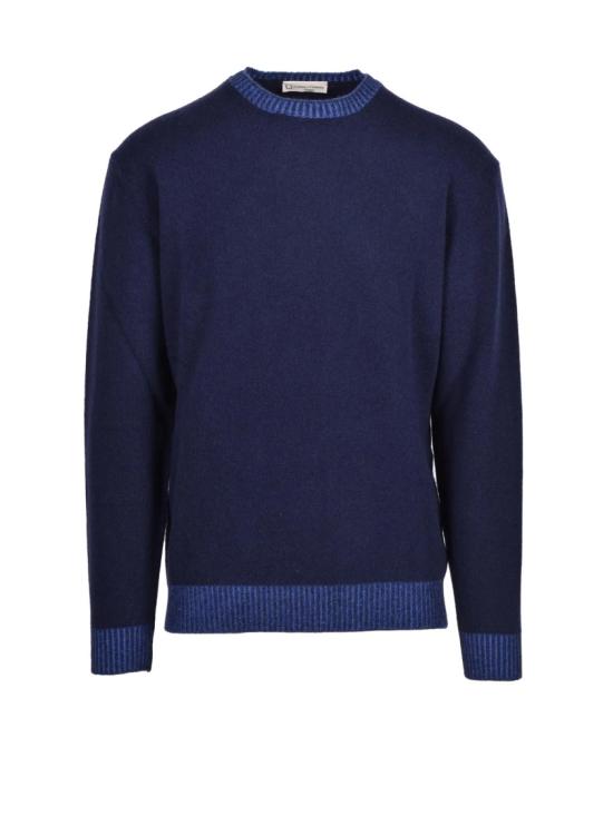 25FW Cashmere Company P. 니트웨어 대조적인 골지 트리밍이 있는 크루넥 스웨터