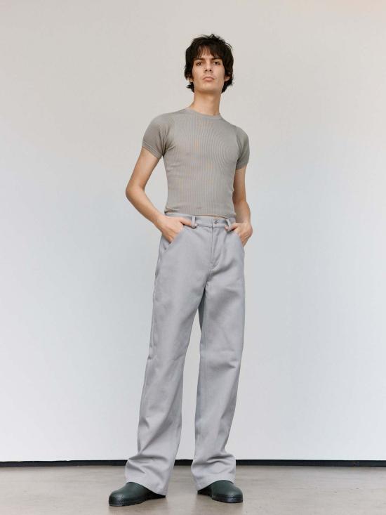  리에르 스트레이트 팬츠 Rier Rustic Cotton Gabardine 바지 - RIER