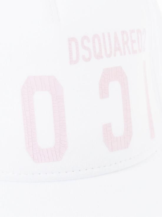  디스퀘어드2 모자 Dsquared2 아이콘 크랙 로고 베이스볼 캡 화이트 - DSQUARED2