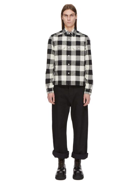  릭 오웬스 자켓 크롭 아우터셔츠 블랙 체크 - RICK OWENS