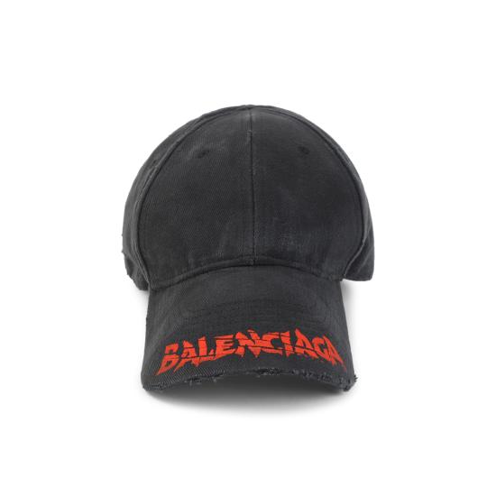 26FW 발렌시아가 디스트레드 로고 볼캡 A001UQ 410B2 1000 BLACK - BALENCIAGA