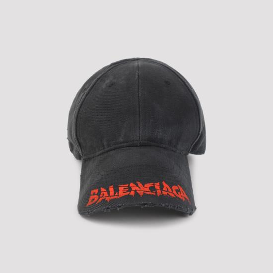 26FW 발렌시아가 디스트레드 로고 볼캡 A001UQ 410B2 1000 BLACK - BALENCIAGA