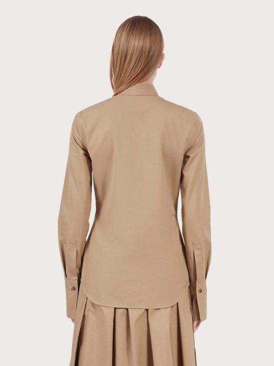  살바토레 페라가모 탑 페라가모 코튼 슬림핏 셔츠 베이지 - SALVATORE FERRAGAMO