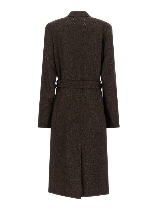 26FW 마르지엘라 벨티드 헤링본 울 코트 벨티드 헤링본 울 코트 S67AA0087S54246003F - MAISON MARGIELA