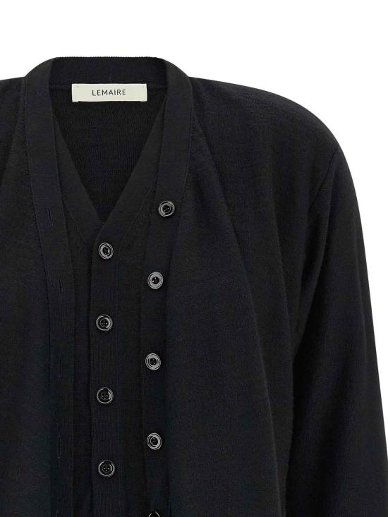 26FW 르메르 트롱프 뢰유 메리노 울 가디건 PO0056LK1063BK999 BLACK - LEMAIRE