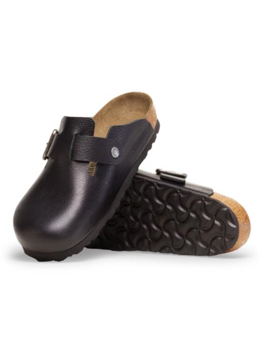 26FW 버켄스탁 보스턴 WB 내츄럴 레더 빈티지 우드 1030704 Black - BIRKENSTOCK