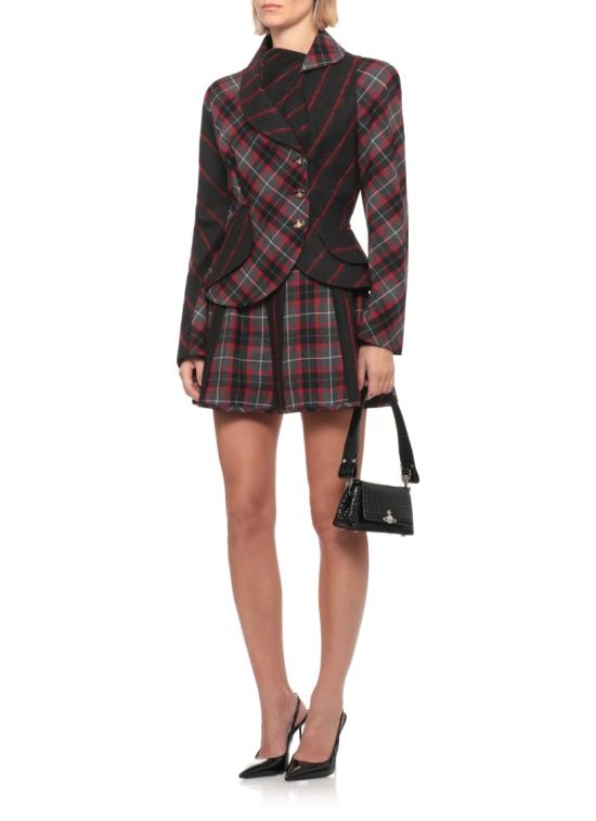 26FW 비비안웨스트우드 벨 타탄체크 플리츠 미니 스커트 1K01003HW01NGP210 Black - VIVIENNE WESTWOOD